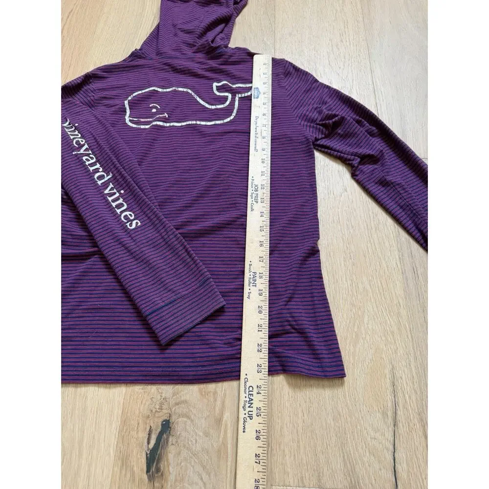 Vineyard Vines Boys Whale Harbor Hoodie Tee Nautical Purple Navy L 16 Preppy